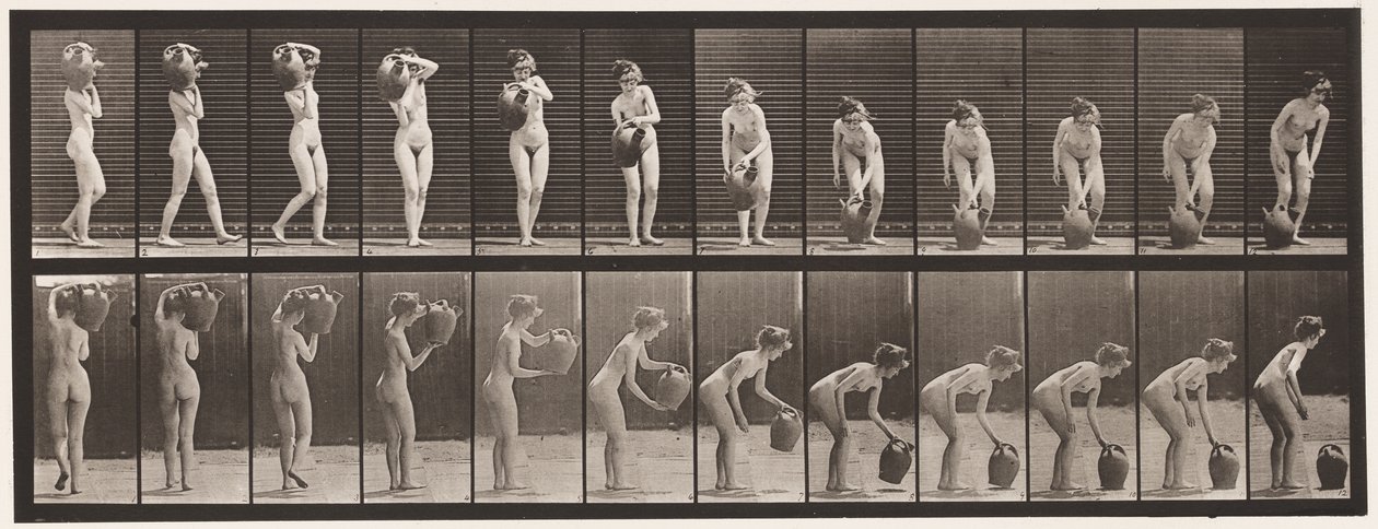 Plaka 235. Su Kavanozunu Omuzdan Yere Çevirme ve Çıkarma, 1872-1885 by Eadweard Muybridge