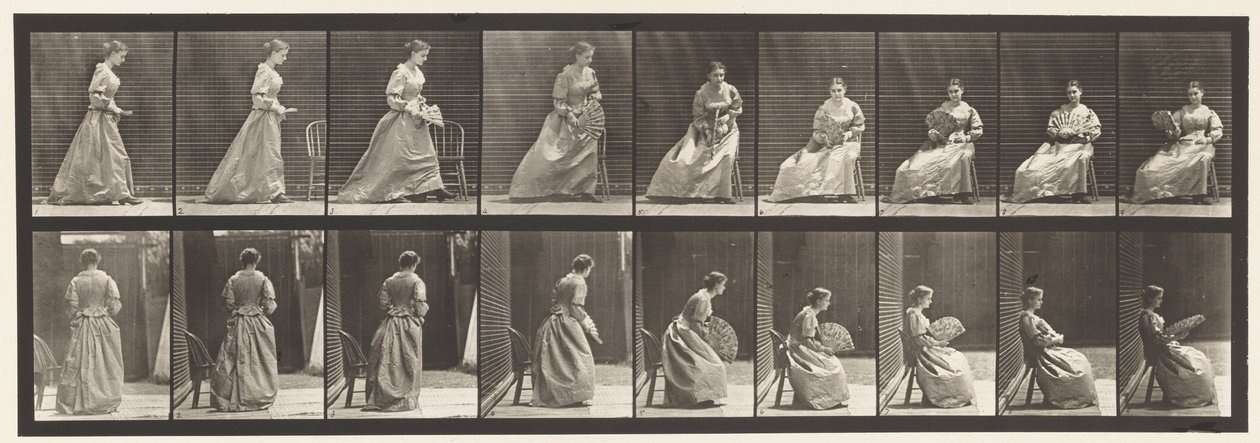 Plaka 240. Bir Yelpazenin Oturup Flört Etmesi by Eadweard Muybridge