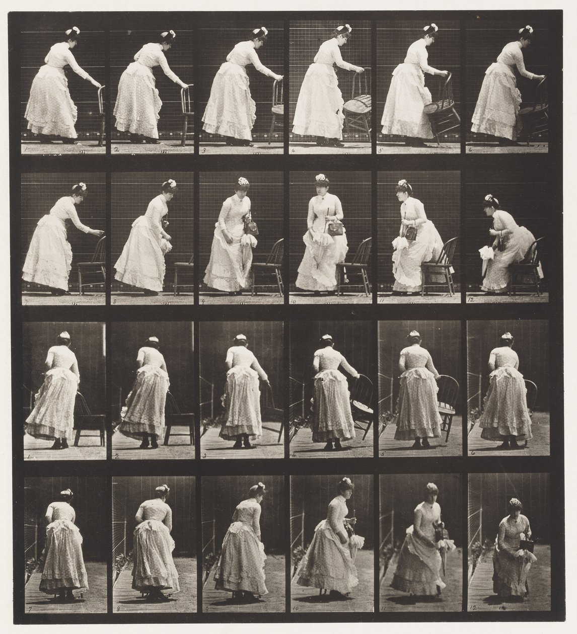 Plaka 243. Sandalye Yerleştirme, Bir Taraftarla Oturup Flört Etme by Eadweard Muybridge