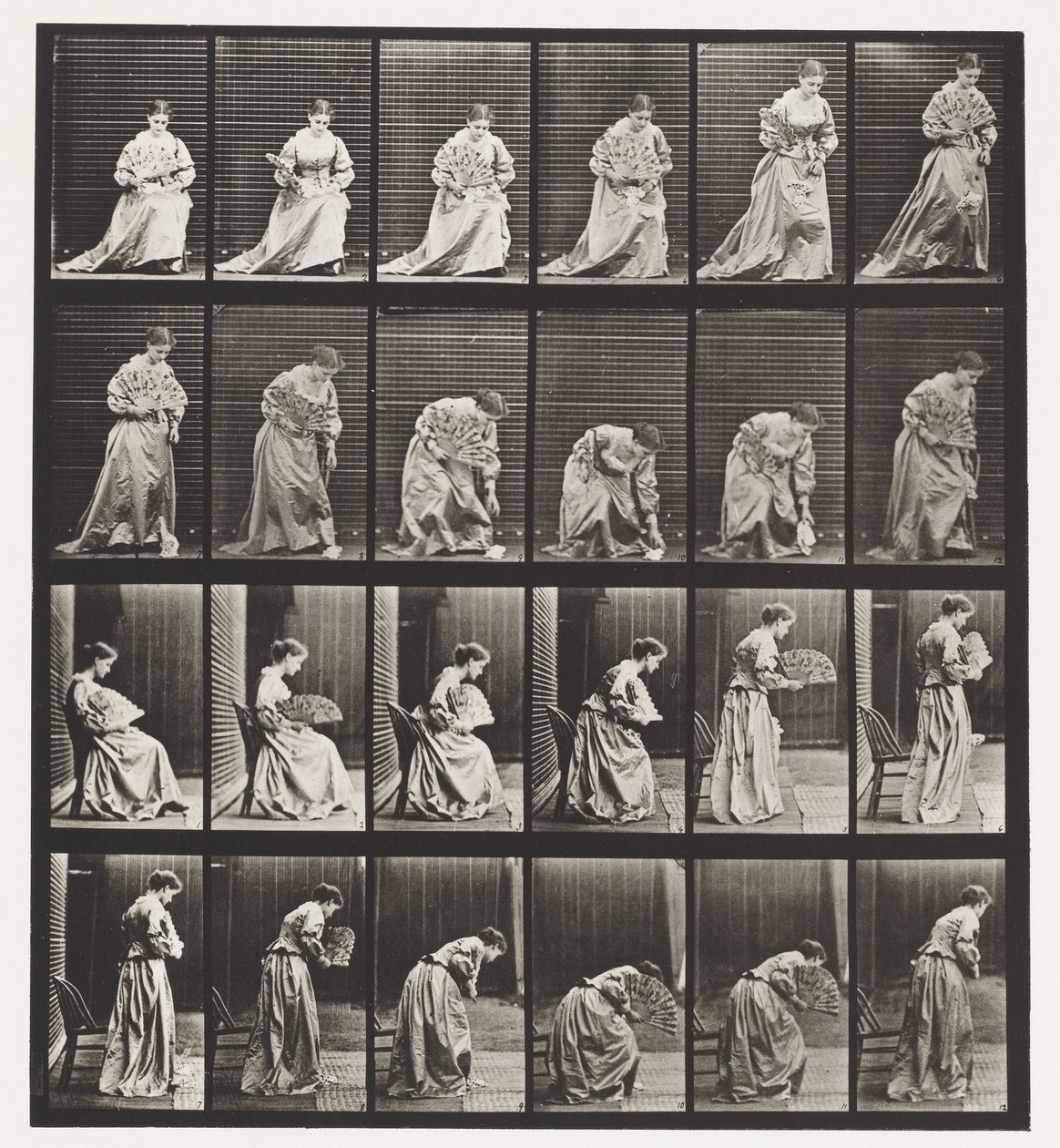 Levha 250. Sandalyeden Kalkma, Eğilme ve Mendil Kaldırma by Eadweard Muybridge
