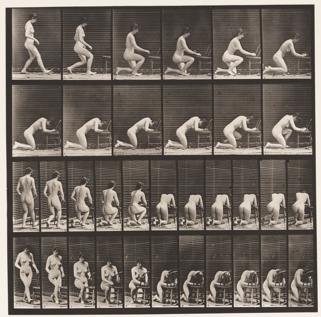 Levha 254. Diz Çökme, Dirsekler Sandalyede, Eller Kıvrılmış by Eadweard Muybridge