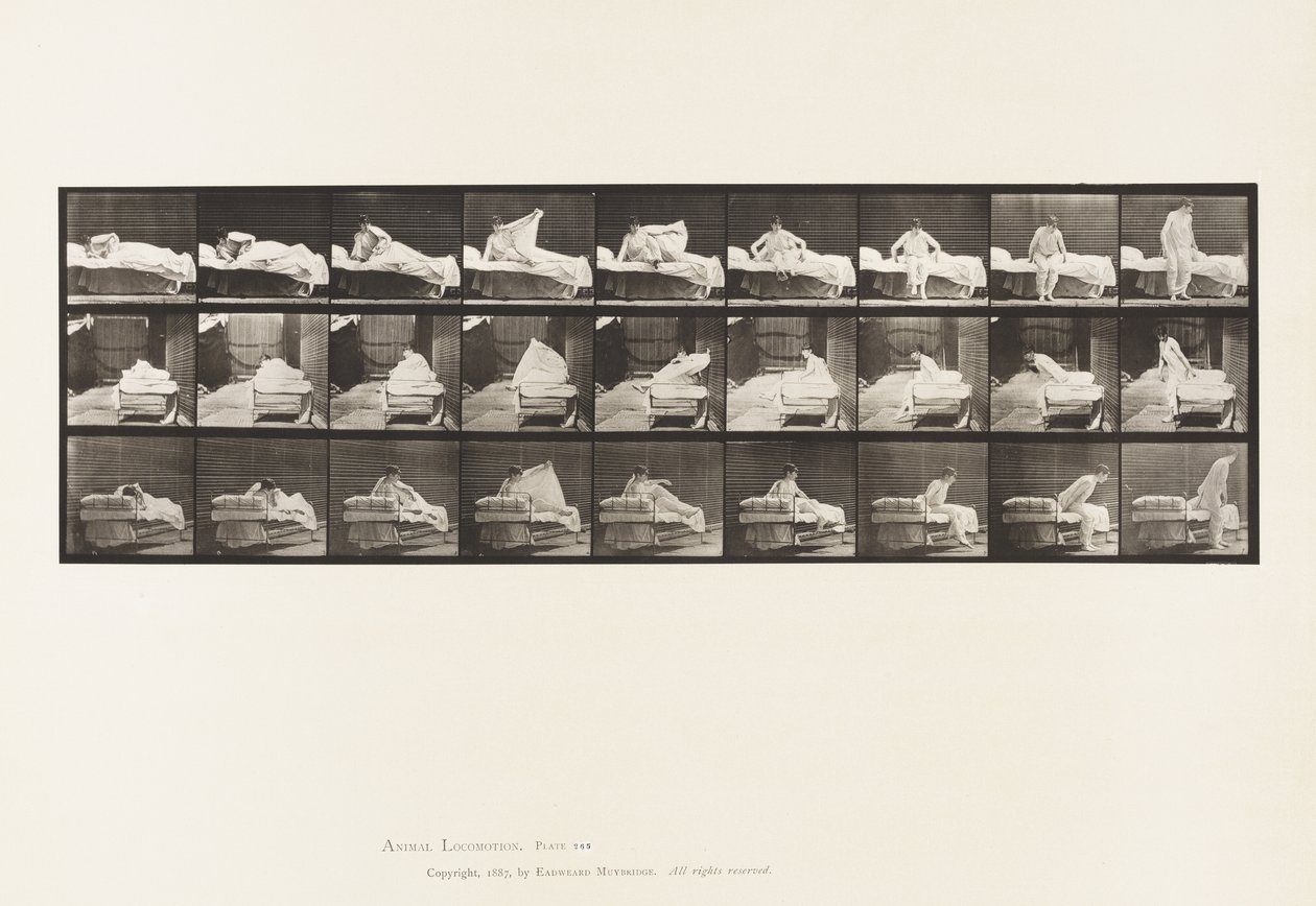 Plaka 265. Yataktan Kalkmak ve Diz Çökmeye Hazırlanmak by Eadweard Muybridge