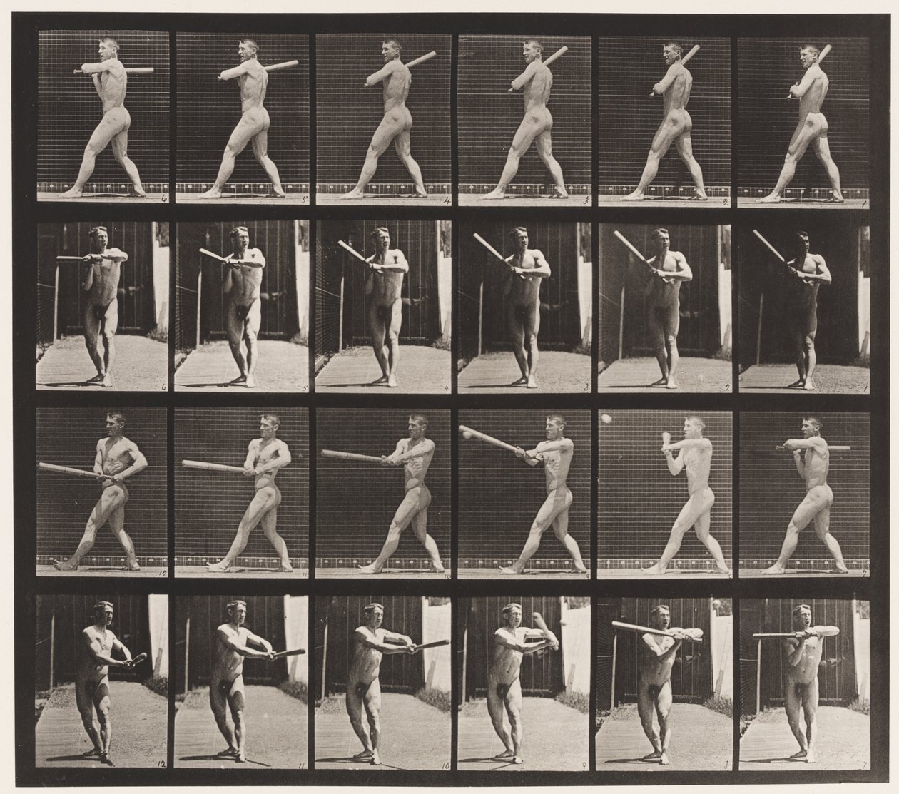 Plaka 274. Beyzbol topu; vuruş by Eadweard Muybridge