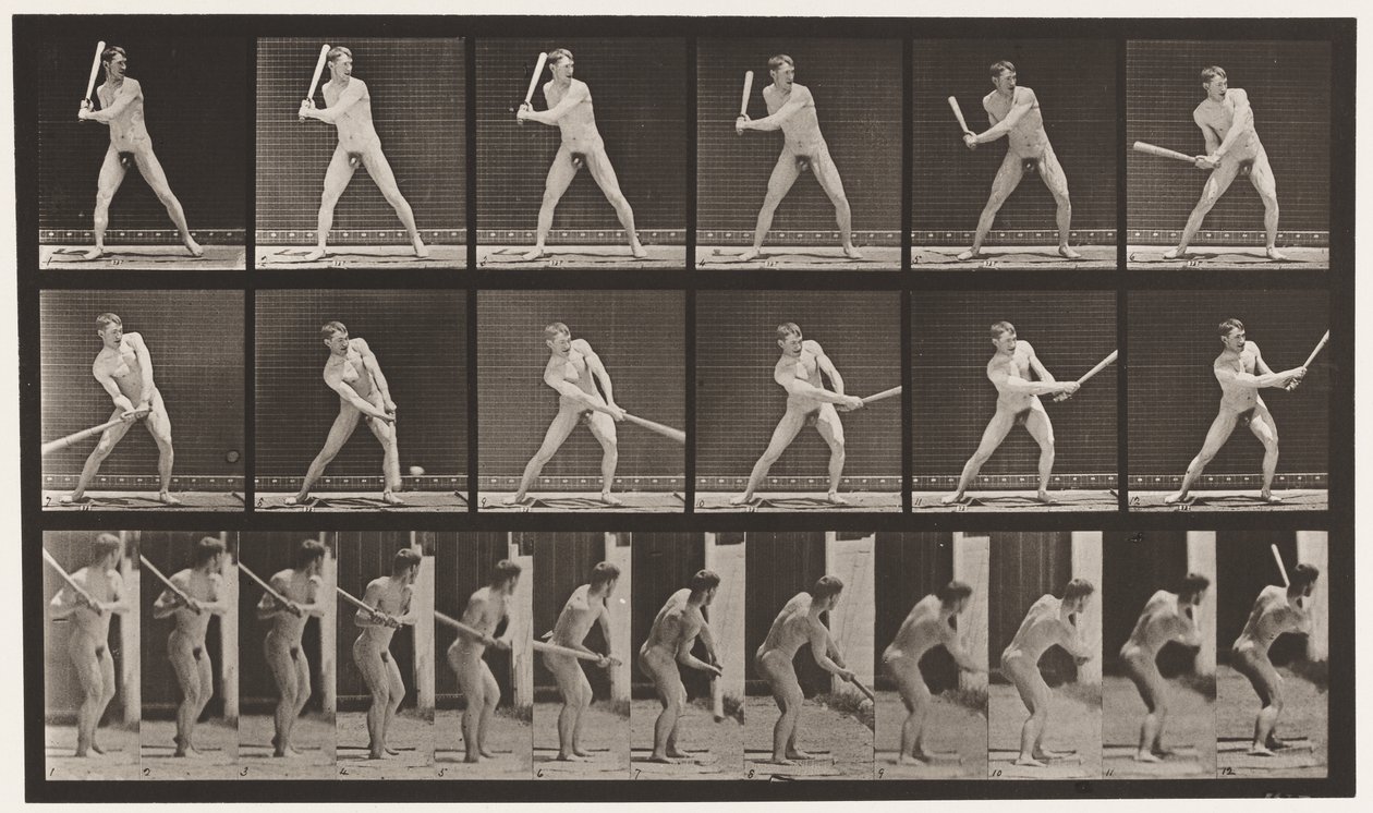 Plaka 275.Beyzbol; Vuruş (Düşük Top) by Eadweard Muybridge