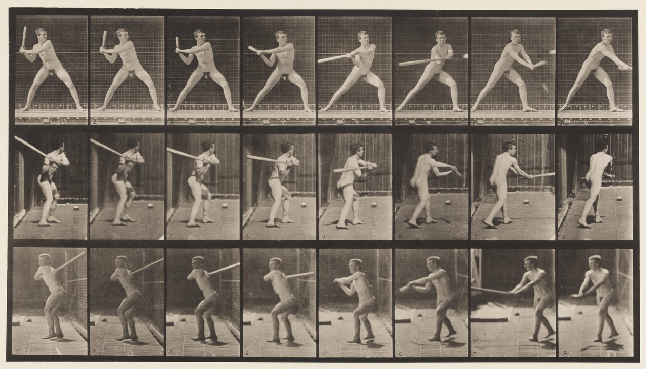 Plaka 276. Beyzbol topu; vuruş by Eadweard Muybridge