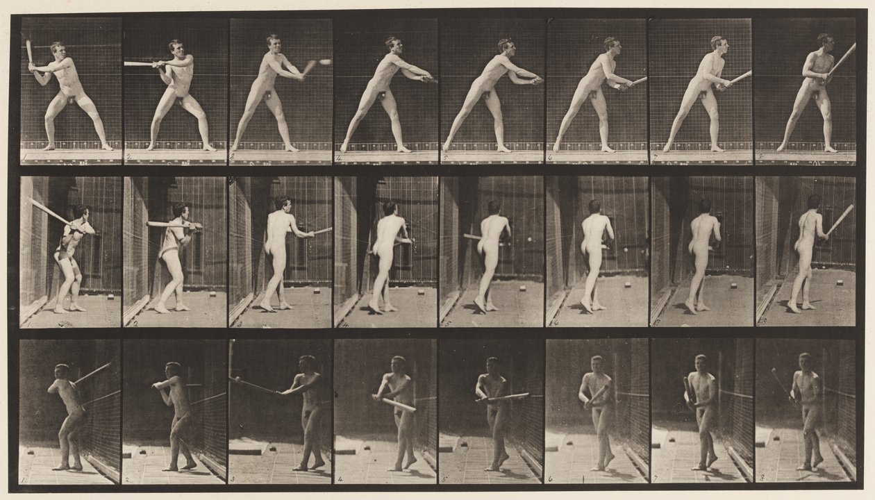 Plaka 277. Beyzbol topu; vuruş by Eadweard Muybridge