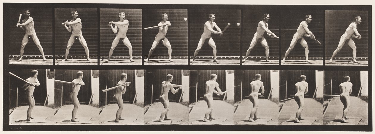 Plaka 279.Beyzbol; Vuruş, 1885 by Eadweard Muybridge