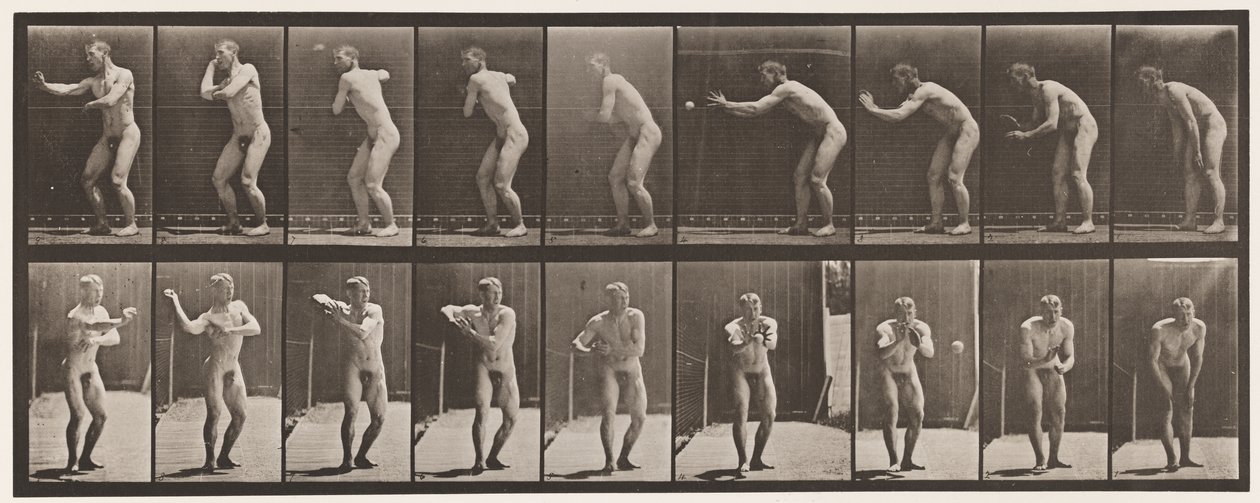 Plaka 281. Beyzbol topu; Yakalamak ve Fırlatmak by Eadweard Muybridge