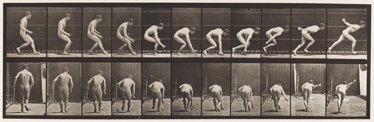 Plaka 287. Beyzbol topu; Koşmak ve Topu Almak by Eadweard Muybridge