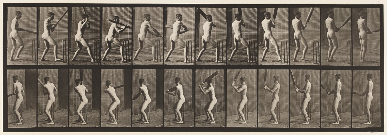 Plaka 292.Kriket; vuruş; Geri Dön, 1885 by Eadweard Muybridge