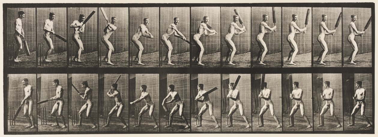Plaka 293.Kriket; vuruş; Geri Kesim, 1885 by Eadweard Muybridge