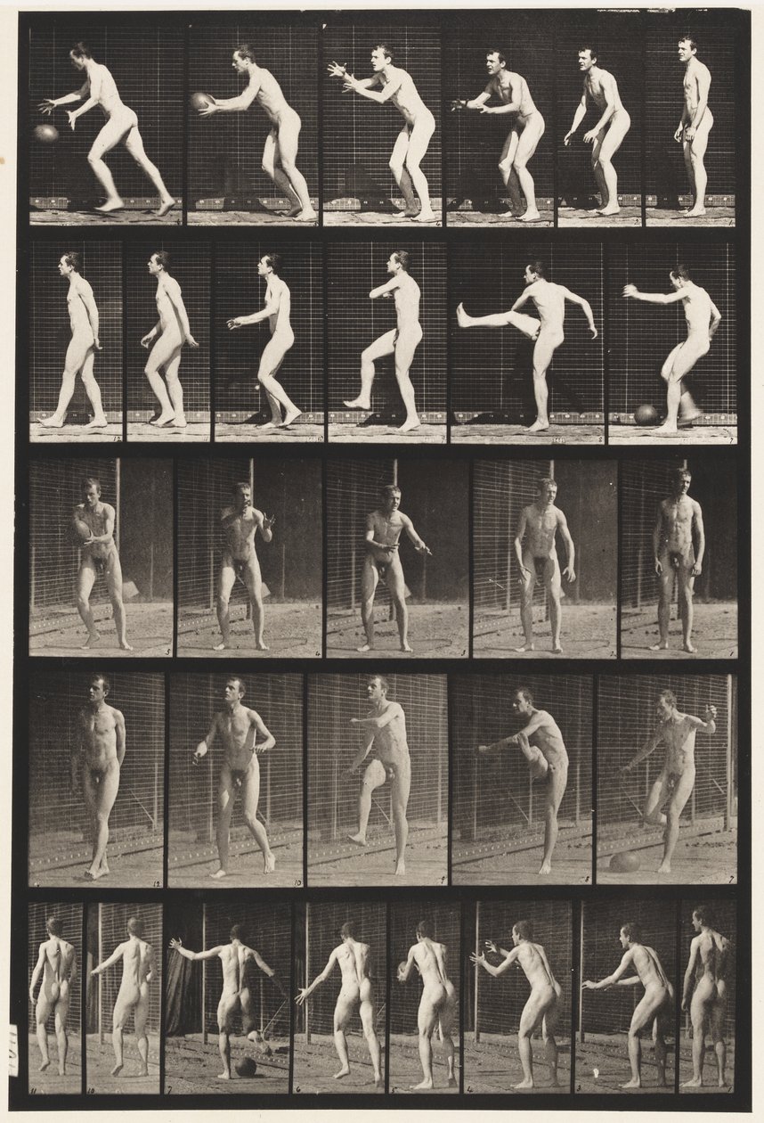 Plaka 300.Futbol; tekme, 1885 by Eadweard Muybridge