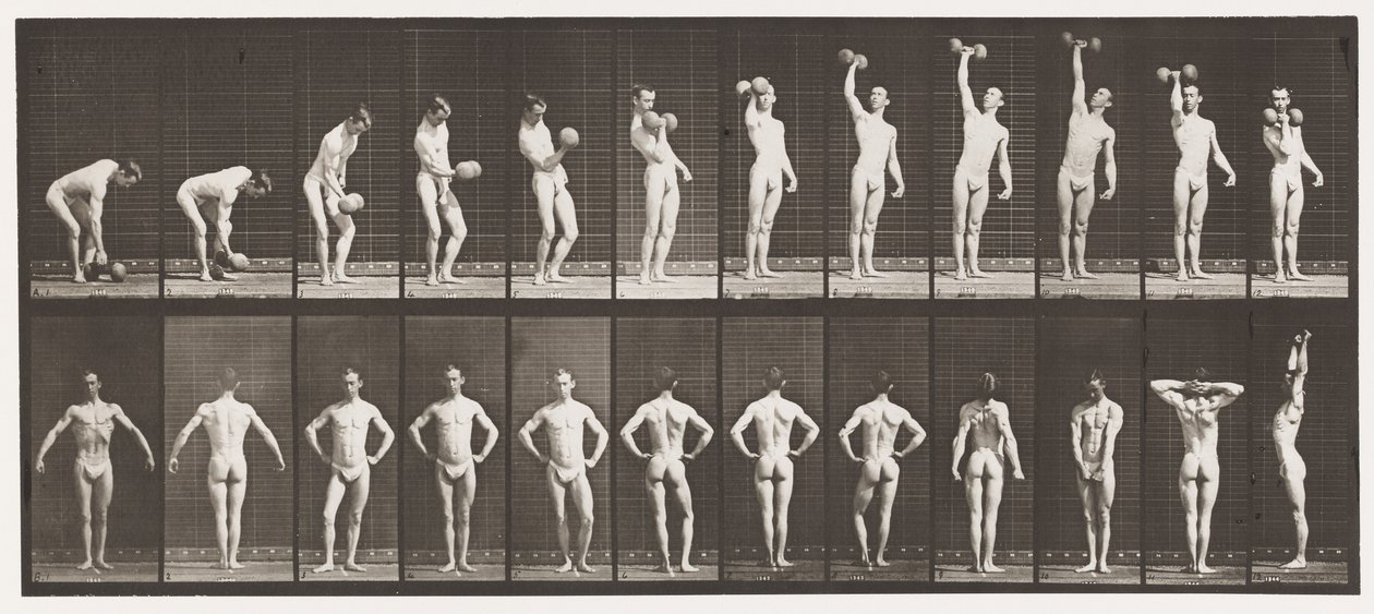 Plaka 321. A, 50 librelik bir Dumb-Zilin Kaldırılması; B, Poz Verme by Eadweard Muybridge