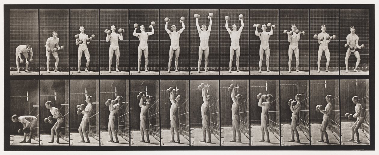 Plaka 322. İki 50-librelik Dumb-Zili Kaldırma ve Düşürme by Eadweard Muybridge