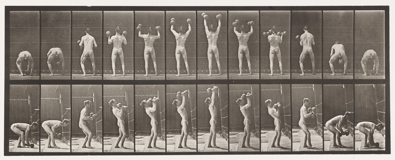 Plaka 323. İki 50-librelik Dumb-Zili Kaldırma ve Düşürme by Eadweard Muybridge