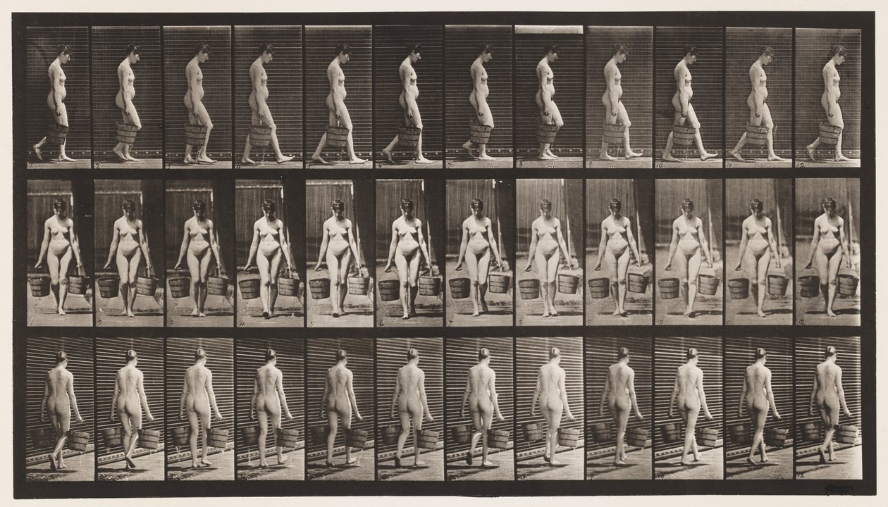 Levha 32. Yürümek, Her Elinde Kova Su Taşımak by Eadweard Muybridge