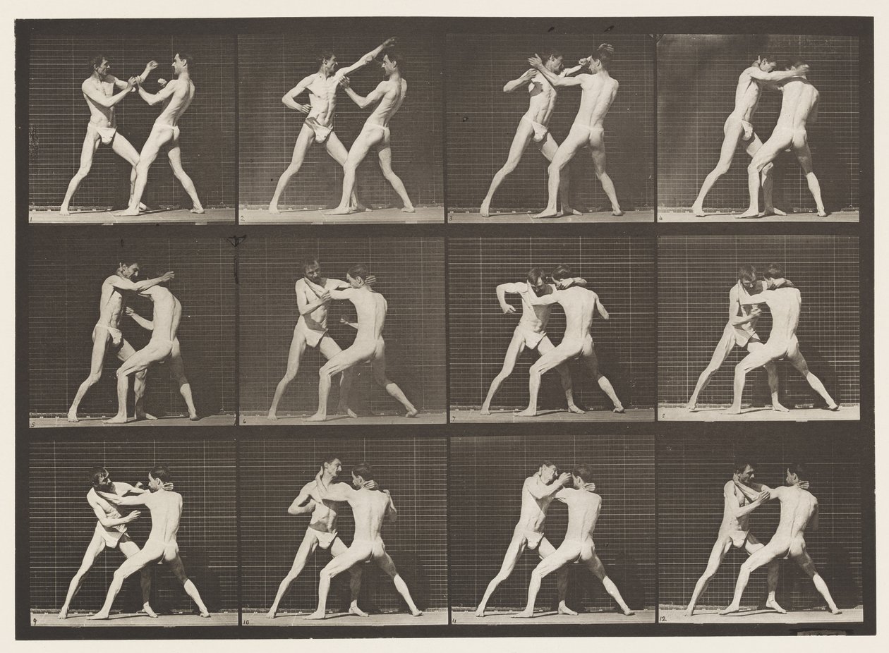 Plaka 340. Boks; Elini aç by Eadweard Muybridge