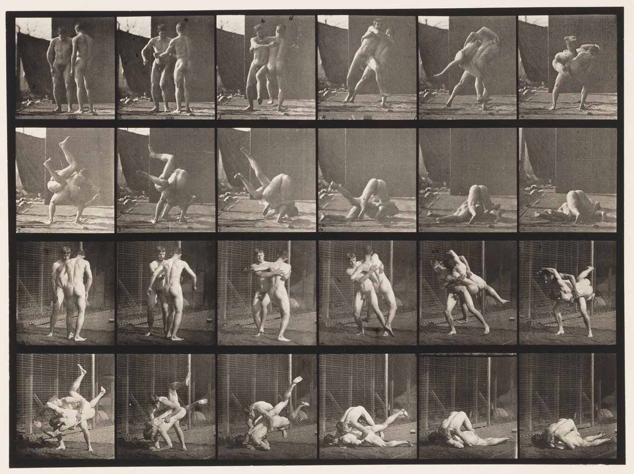 Plaka 348.Güreş, Greko-Romen, 1885 by Eadweard Muybridge