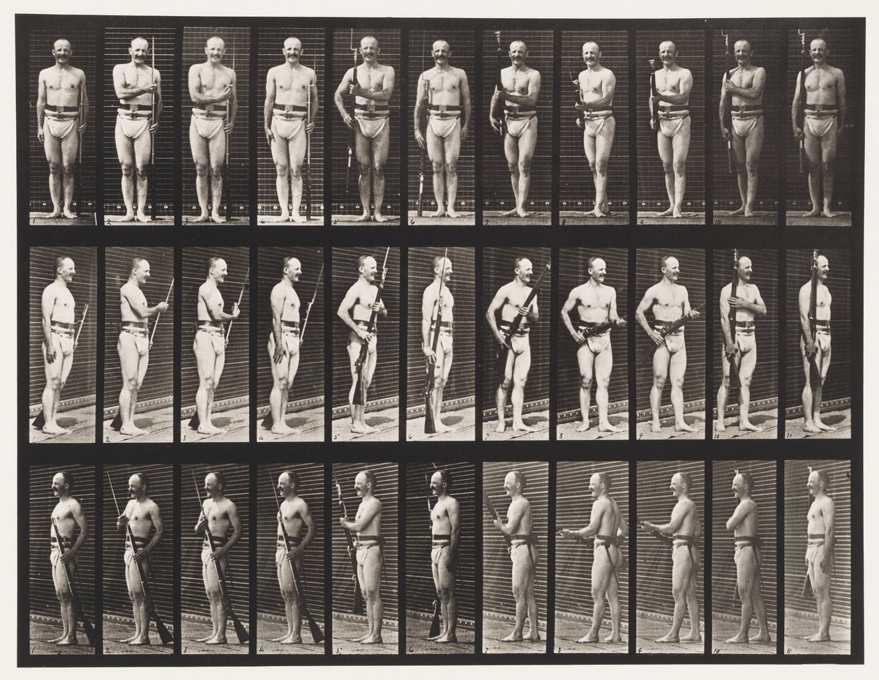 Plaka 351. Süngüleri Sabitle ve Çöz, 1872-1885 by Eadweard Muybridge