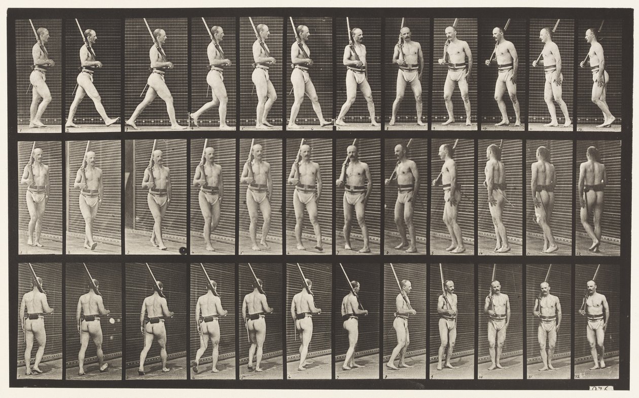 Plaka 355. Nöbette, Yürüme ve Dönme by Eadweard Muybridge