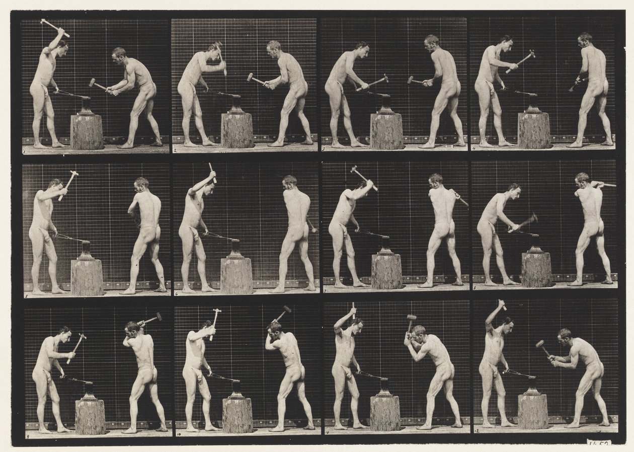 Levha 374. Demirciler, İki Model, Örs Üzerinde Çekiç by Eadweard Muybridge