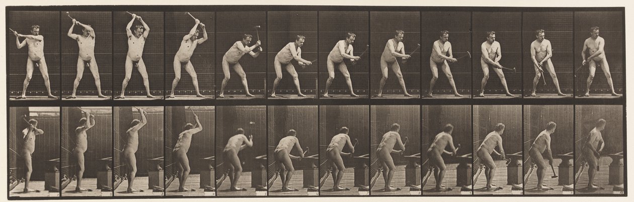 Levha 376. Demirci, Örs Üzerinde Çekiç, İki El, 1872-1885 by Eadweard Muybridge