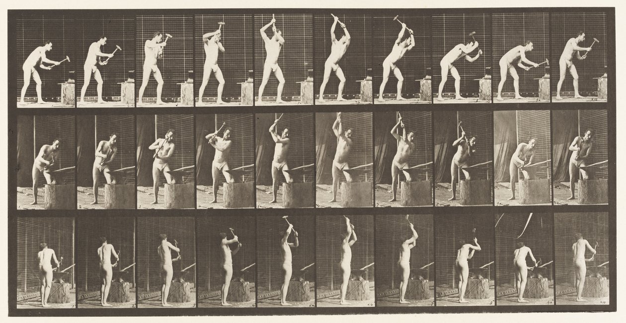 Levha 378. Demirci, Örs Üzerinde Çekiç, İki El by Eadweard Muybridge