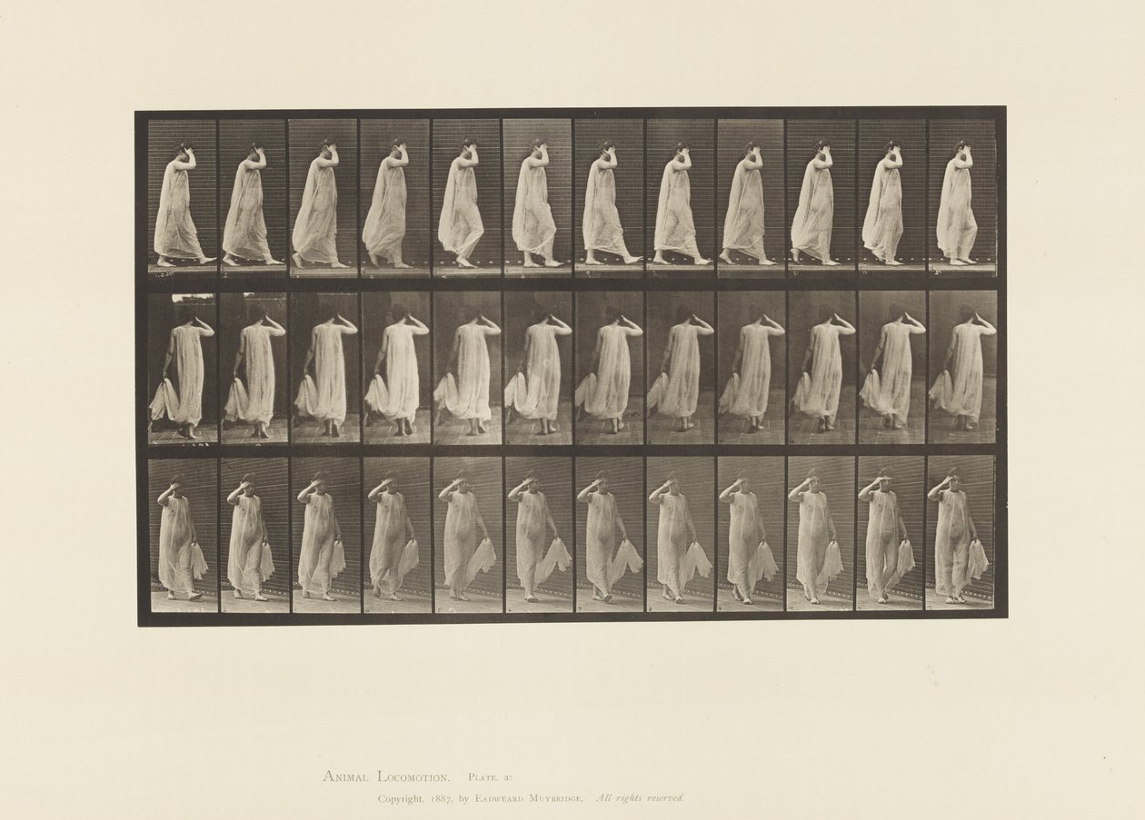 Levha 37. Yürüyüş, Sol El Tutma Elbisesi, Sağ El Yüze, 1872-1885 by Eadweard Muybridge