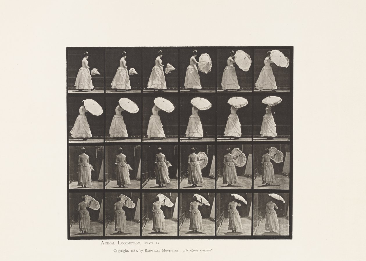 Levha 38.Yürüme, Açılma Şemsiyesi, 1885 by Eadweard Muybridge