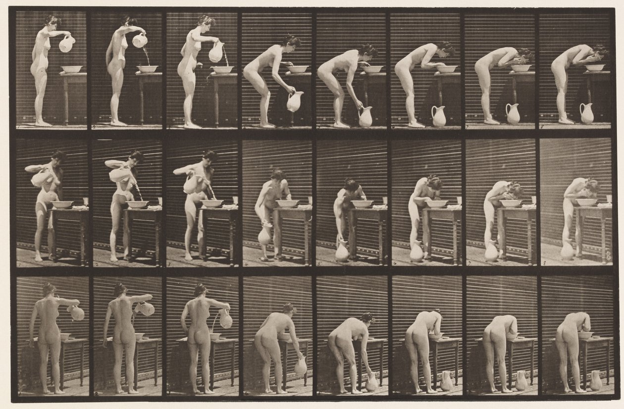 Levha 413. Lavaboya Su Dökme ve Yüz Yıkama by Eadweard Muybridge