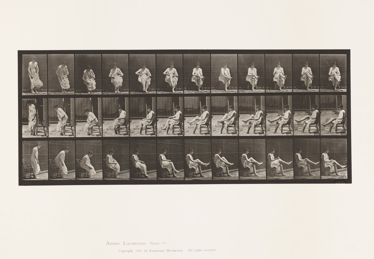 Plaka 417. Tuvalet; Oturmak ve Çorap Giymek by Eadweard Muybridge