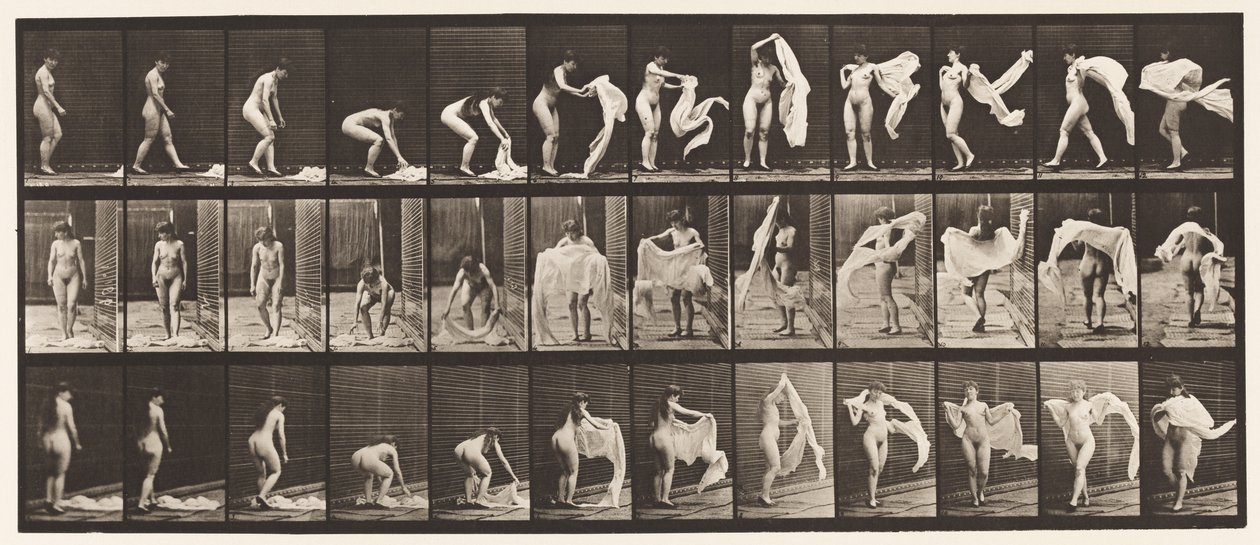 Levha 419. Tuvalet, Eğilme, Omuz Sargısı Fırlatma by Eadweard Muybridge