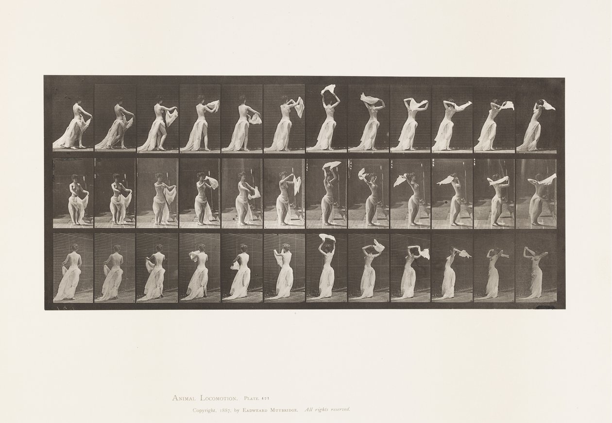 Plaka 421. Tuvalet; Omuzlara Mendil Fırlatma by Eadweard Muybridge