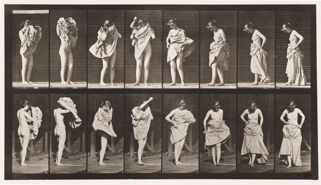 Levha 425. Tuvalet, Giyinme ve Dönme, 1872-1885 by Eadweard Muybridge