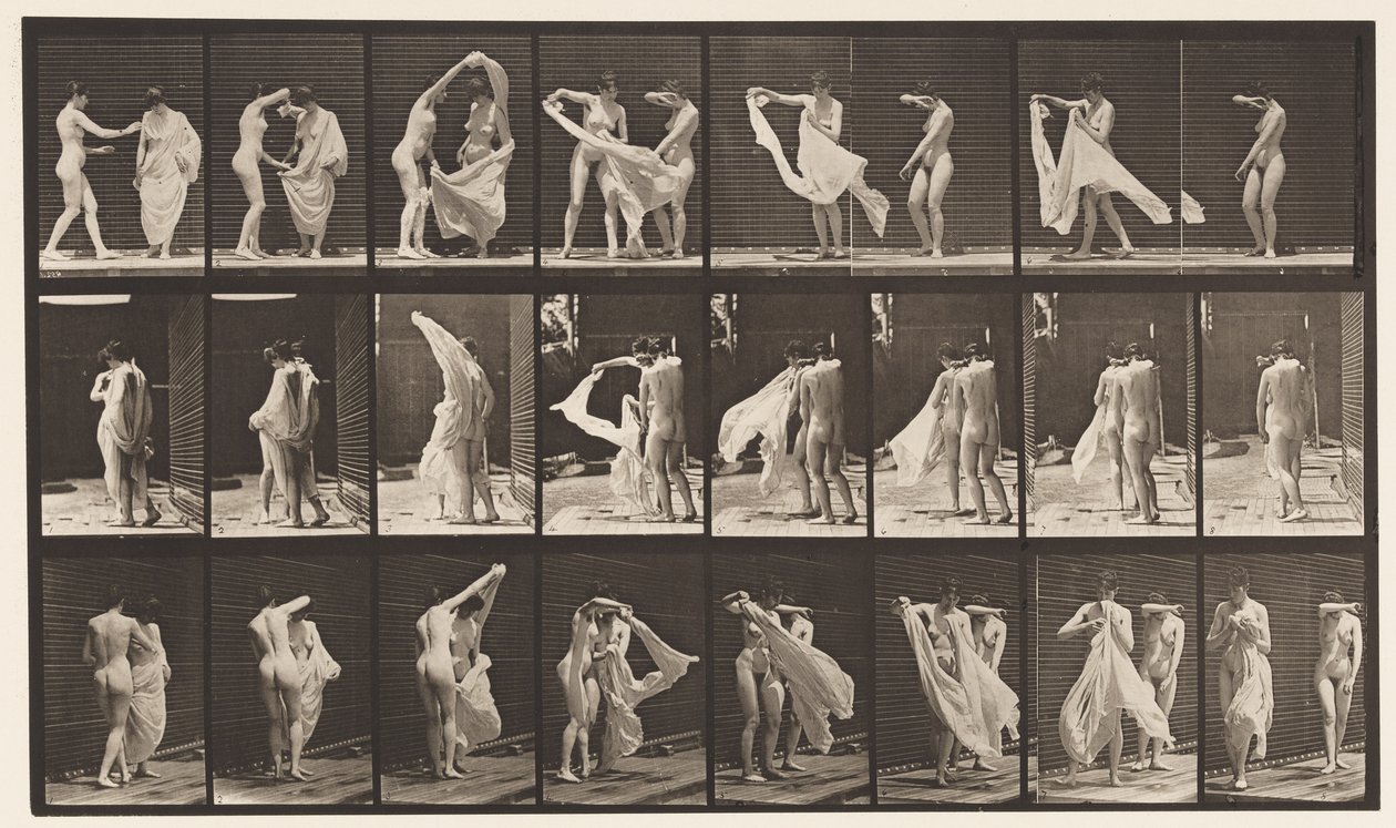 Plaka 429. Tuvalet; İki Model, 1 Soyunma 8, 1872-1885 by Eadweard Muybridge