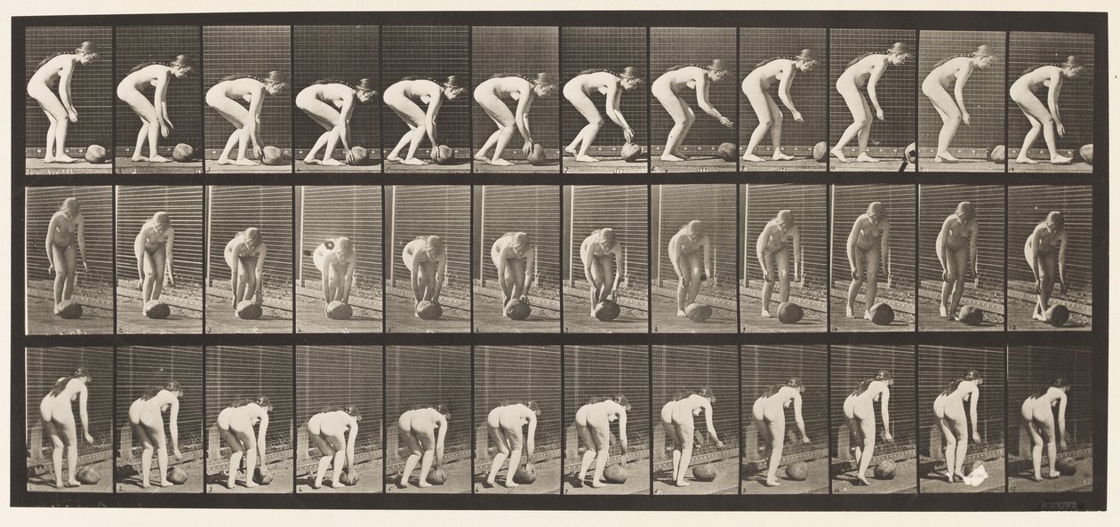 Plaka 442. Eğilip Yerde Taş Yuvarlama by Eadweard Muybridge