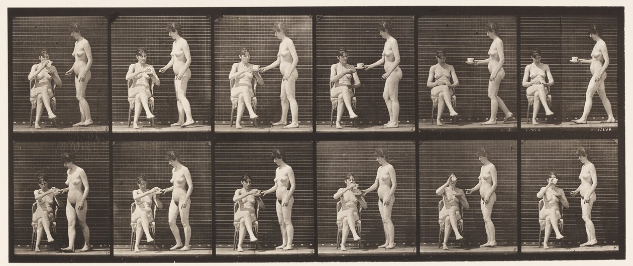 Tabak 450. İki Model, 8 Bardak Çay Getirir, 1 Bardak İçecek Alır, 1872-1885 by Eadweard Muybridge