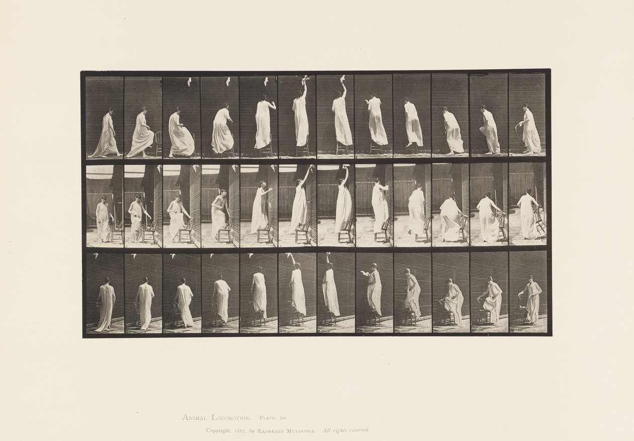 Plaka 459. Sandalyeye Basma, Uzanma ve İnme, 1885 by Eadweard Muybridge