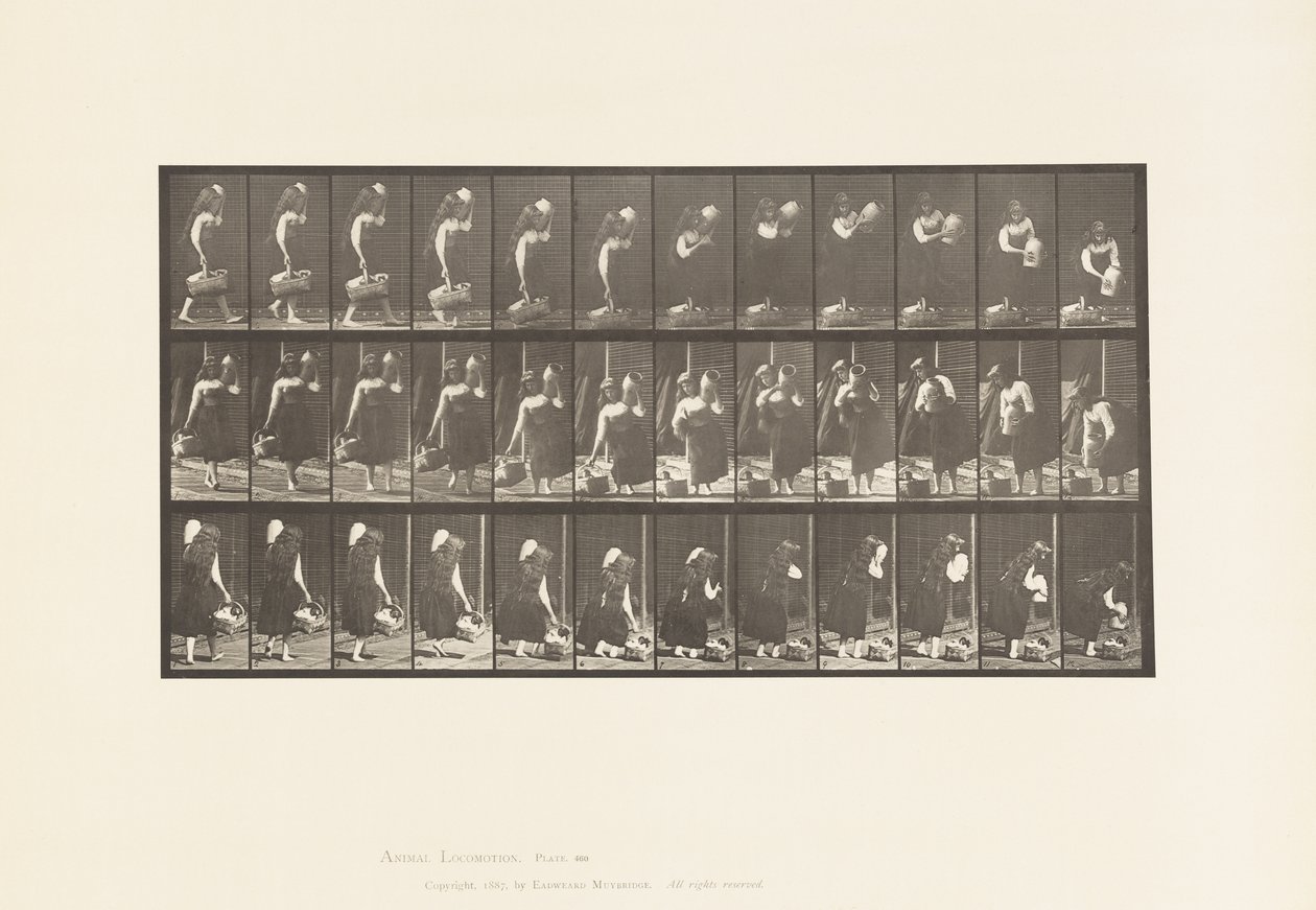 Tabak 460. Omuzda Kavanoz ve Elde Sepet Taşıma, 1885 by Eadweard Muybridge