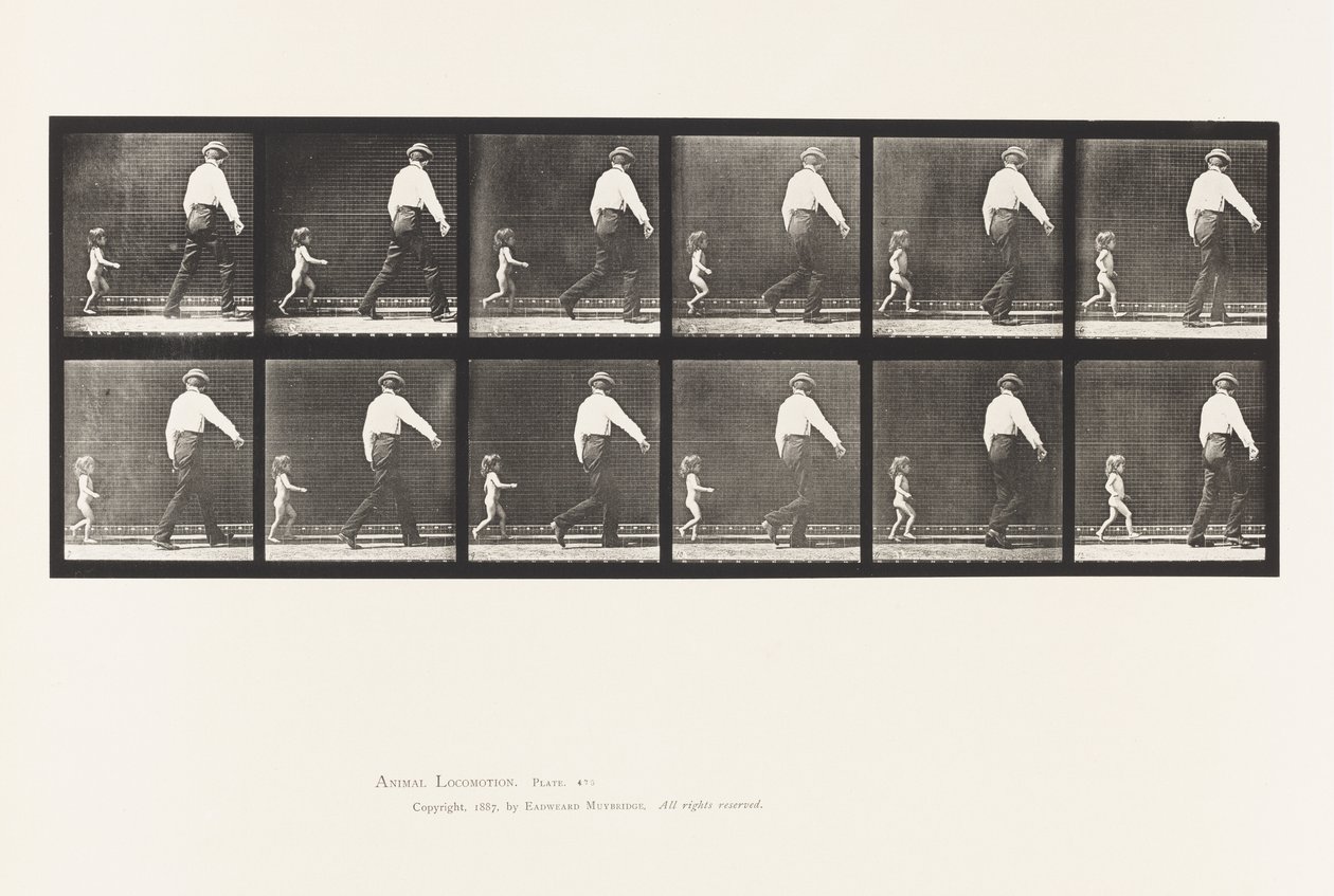 Plaka 470. Bir Adamın Peşinden Koşan Çocuk 20N by Eadweard Muybridge