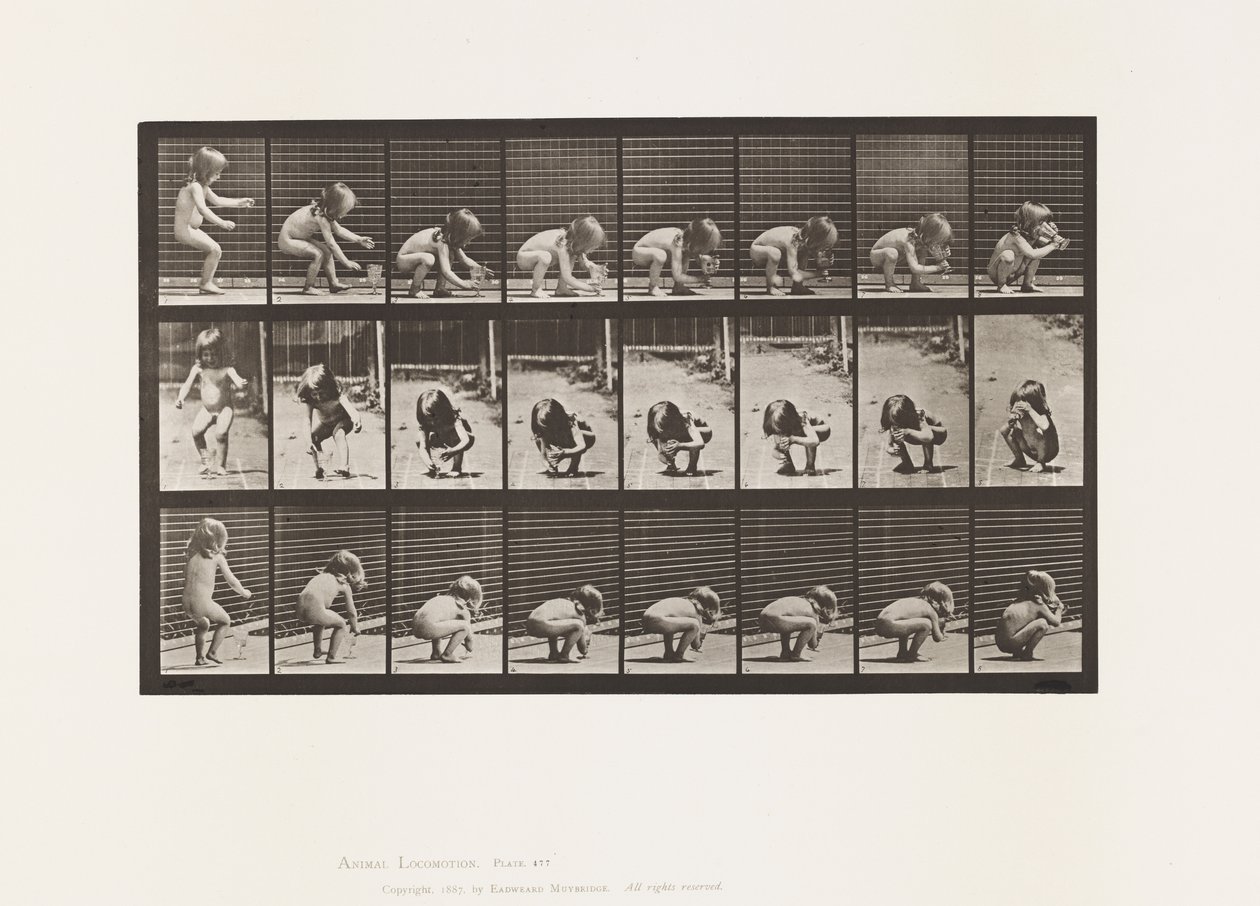 Plaka 477. Çocuk, Eğilme, Kadeh Kaldırma ve İçme by Eadweard Muybridge