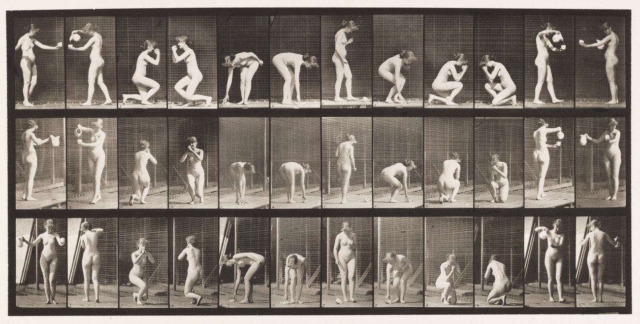 Levha 501. Muhtelif, Çömelme, Diz Çökme vb. by Eadweard Muybridge