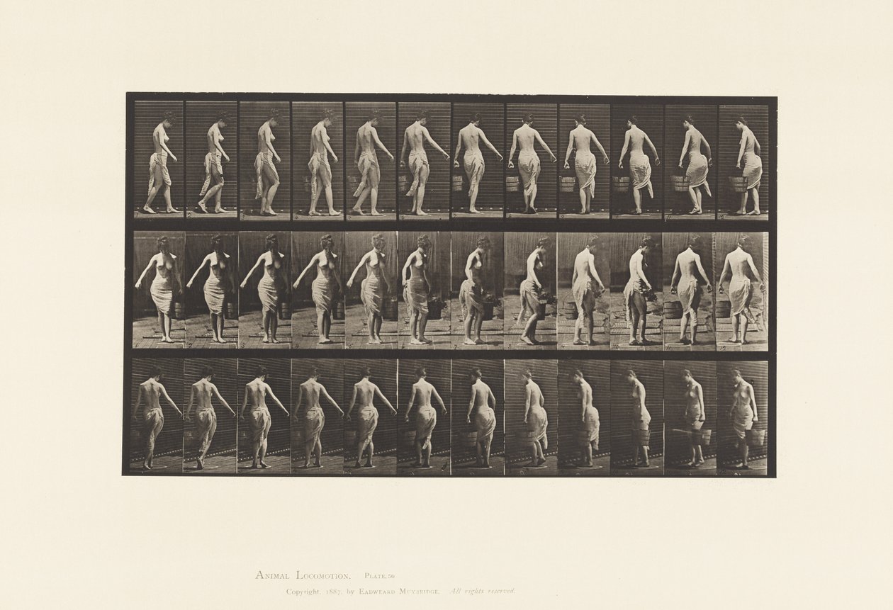 Plaka 50. Yürümek, Kova Taşımak by Eadweard Muybridge