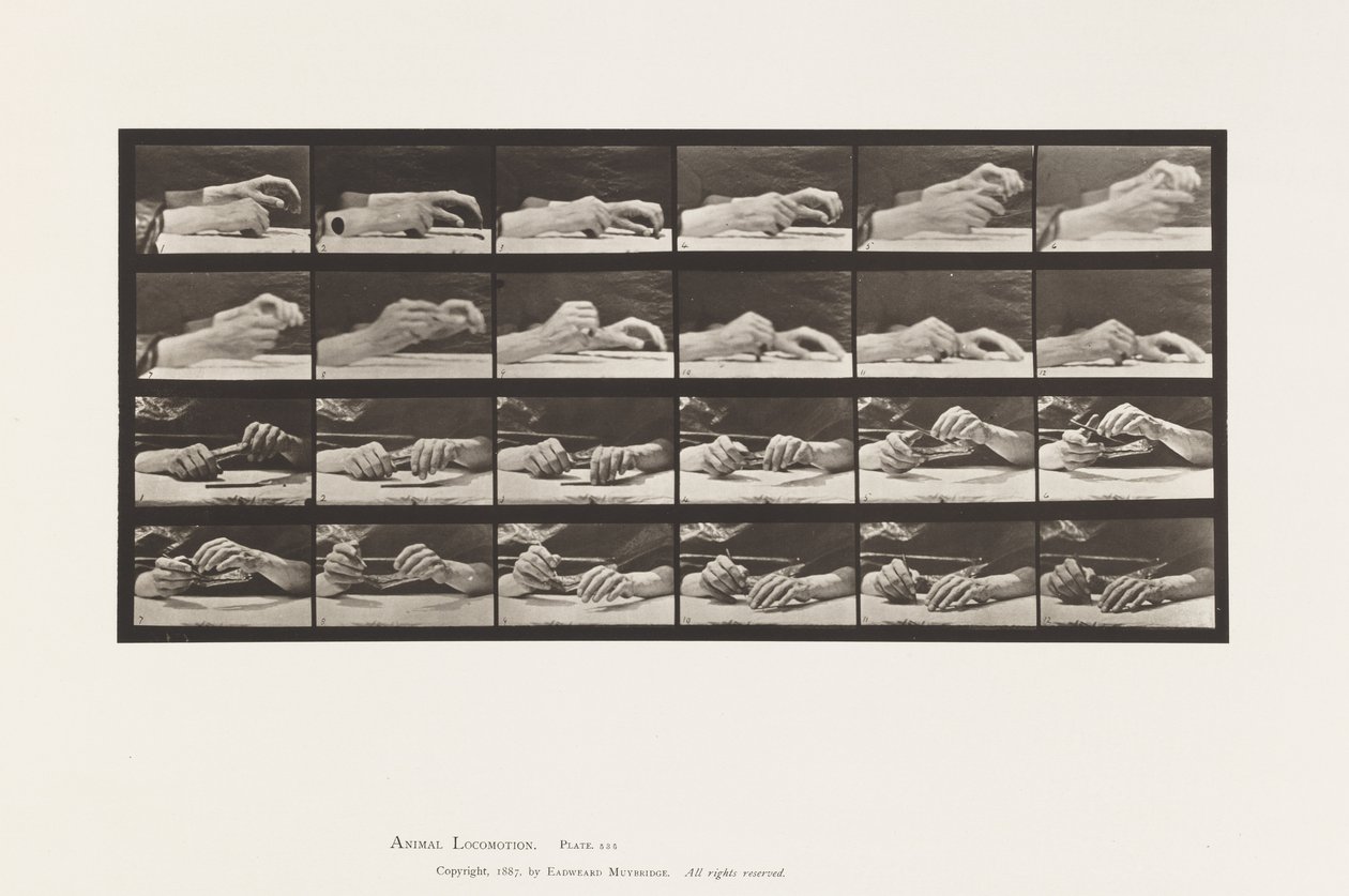 Plaka 536. El Hareketi; Kalem Değiştiren Eller by Eadweard Muybridge