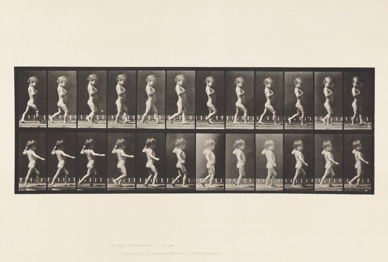 Plaka 540.A, Yay Ayaklar; Oğlan; B, Omurga Çürükleri; Yürüyen Kız, 1885 by Eadweard Muybridge