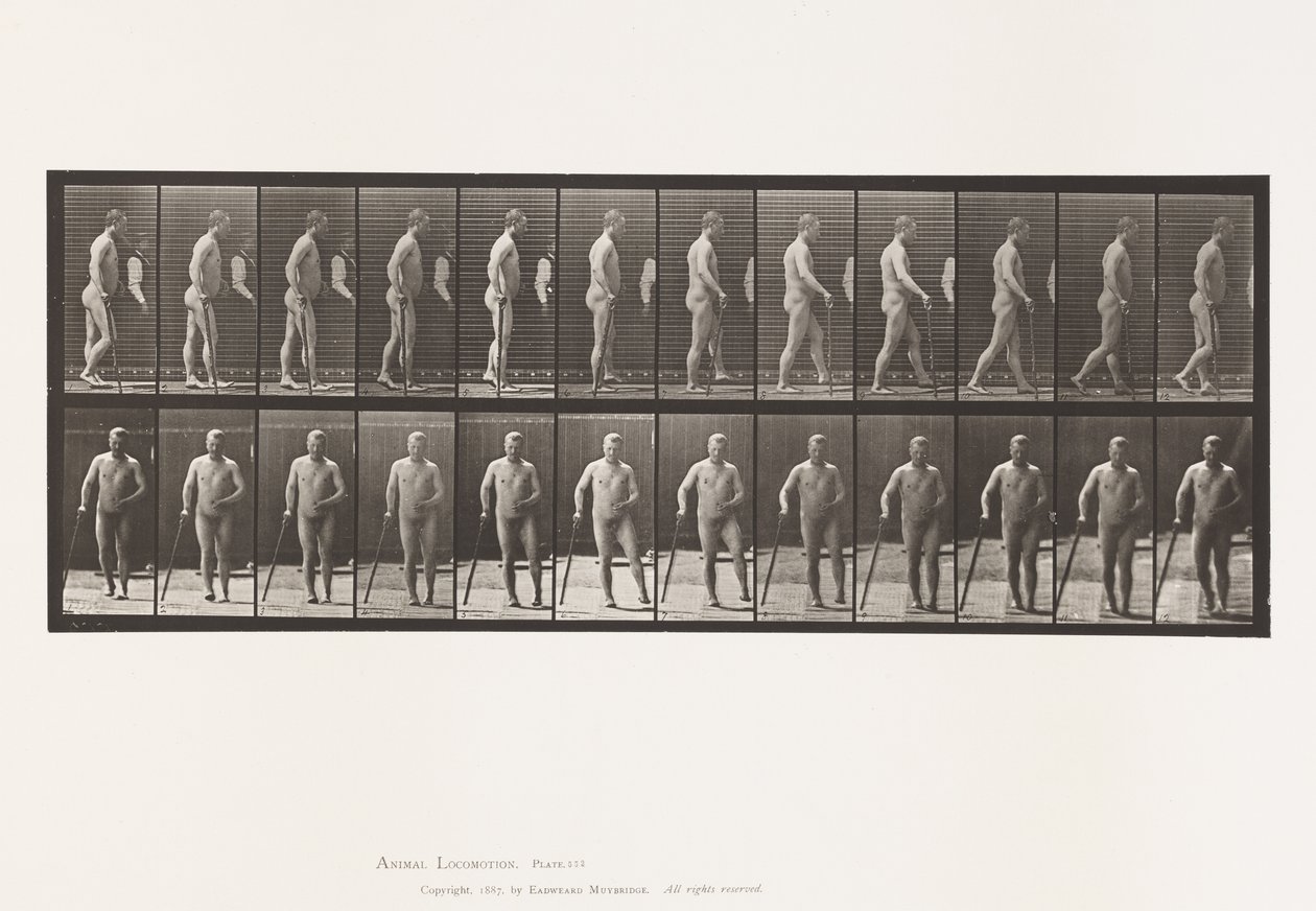 Plaka 552. Hemipleji; Bastonla Yürüyüş, 1885 by Eadweard Muybridge