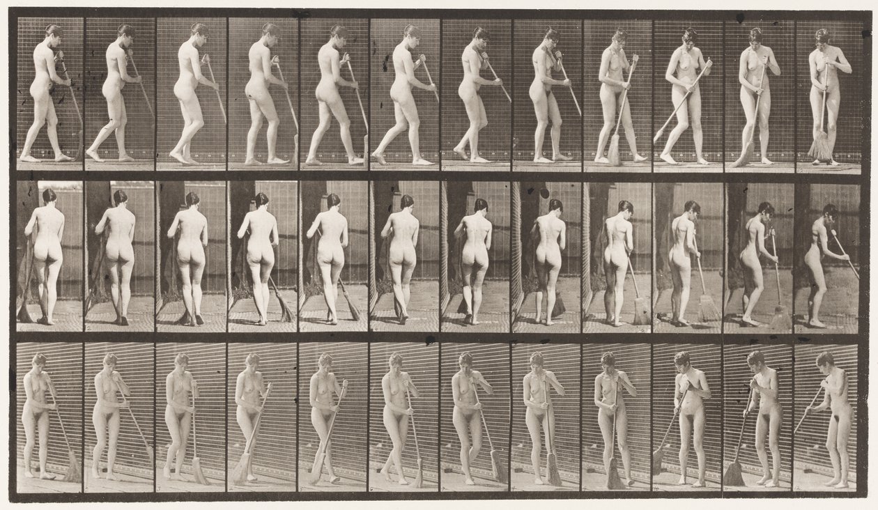 Plaka 58. Yürümek, Dönmek Yeri Süpürmek by Eadweard Muybridge