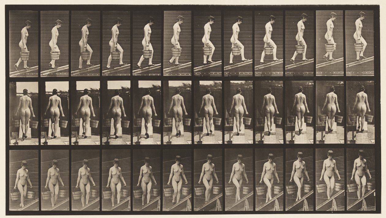 Levha 87. Yükselen Eğim, Her Bir Elinde Kova Su by Eadweard Muybridge
