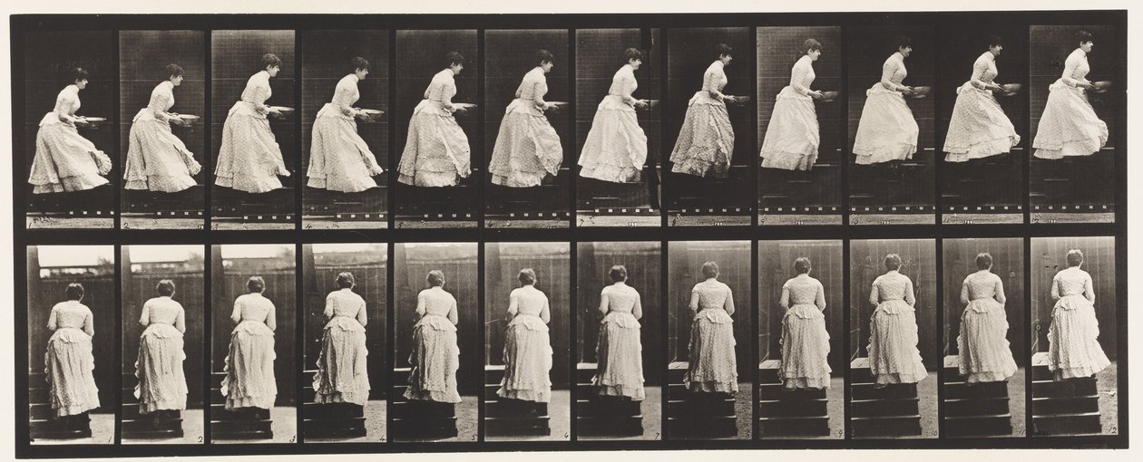 Plaka 95.Yükselen Merdivenler, Ellerde Bir Lavabo, 1885 by Eadweard Muybridge