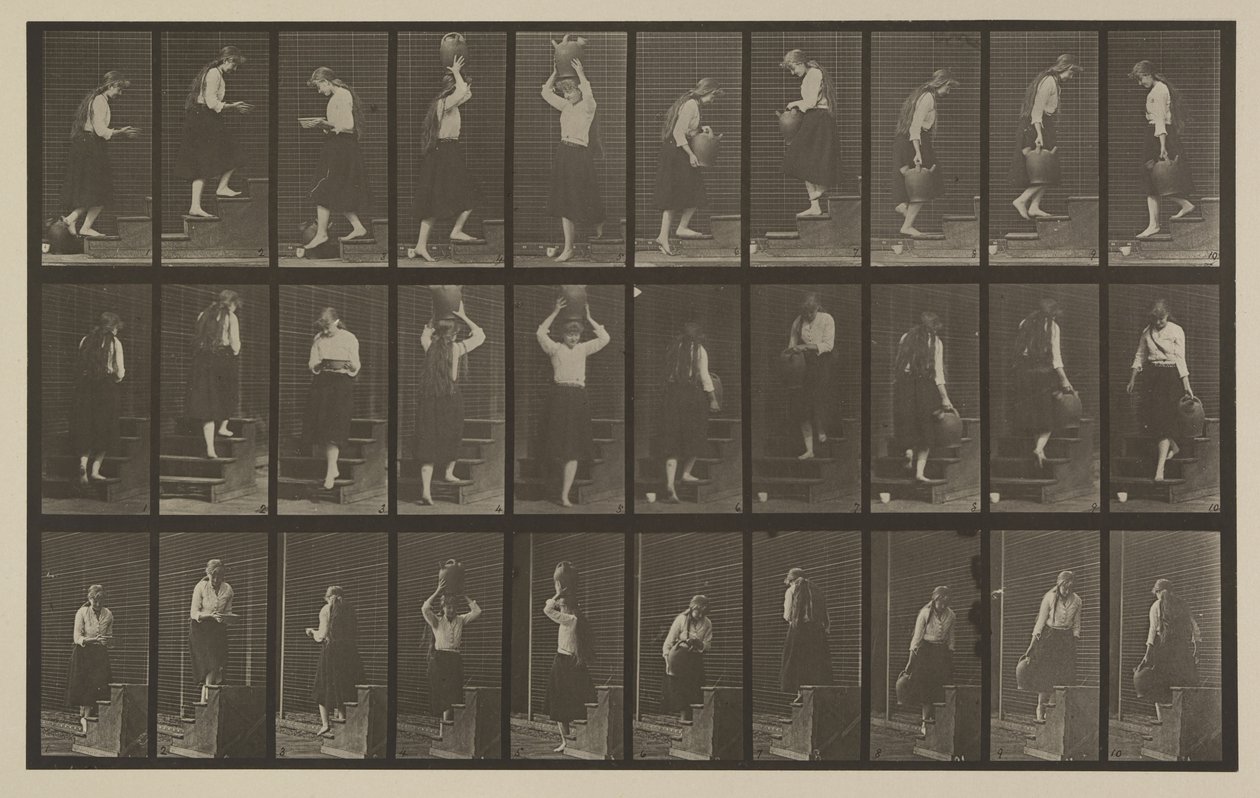 Plaka Numarası 504. Çıkan ve inen merdivenler by Eadweard Muybridge